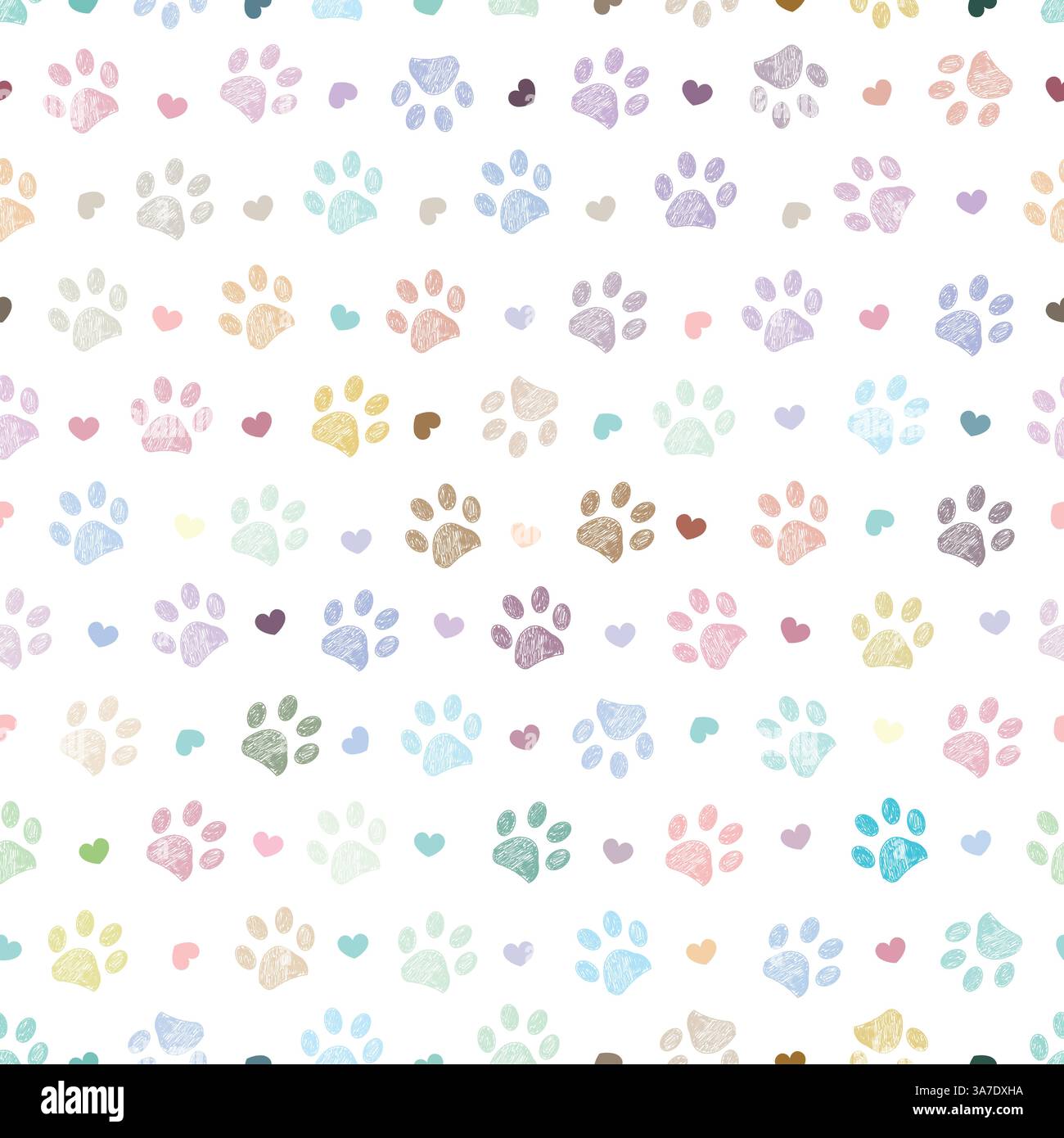Colorful pastel paw prints seamless pattern Stock Vector