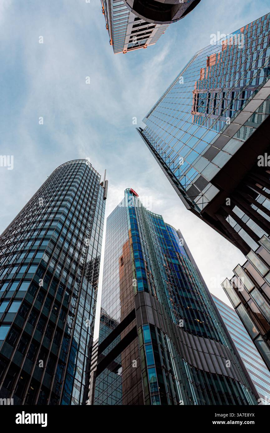 Upward view of Hong Kong office buildings Stock Photo - Alamy