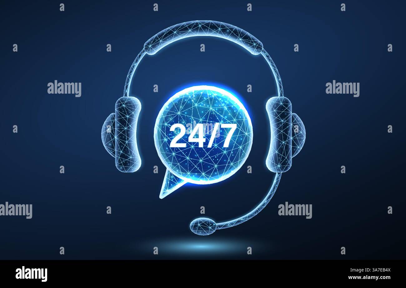 Customer service. Support call, live advice, phone bot, chat headphone Stock Vector