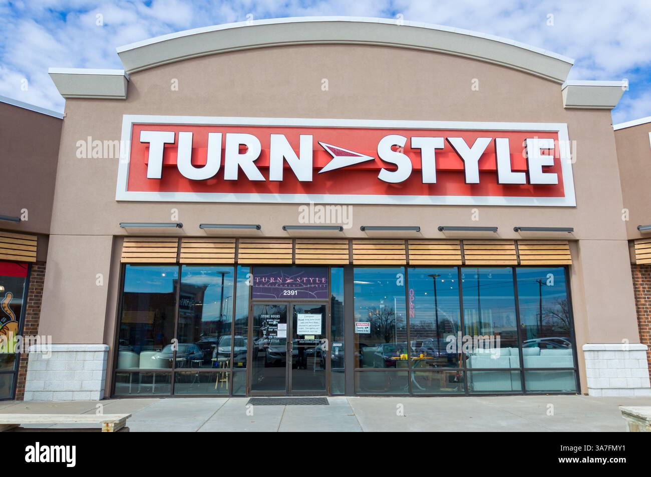ST. PAUL, MN, USA, MARCH 22, 2025:Turn Style retail store exterior and trademark logo. Stock Photo