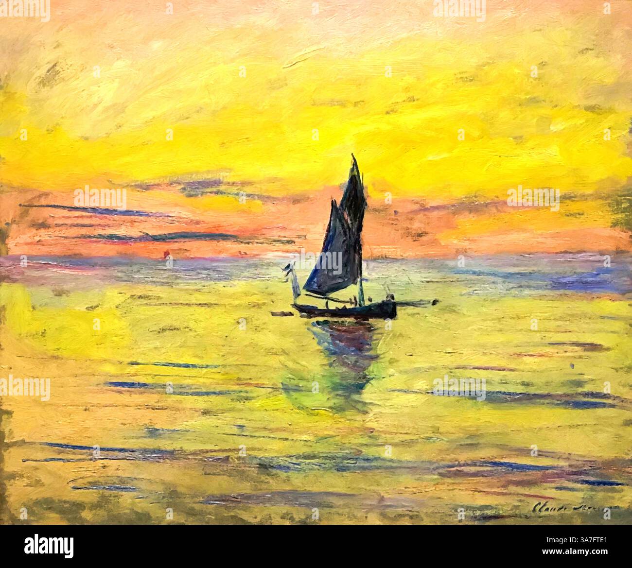 Japanese art landscape boat hi-res stock photography and