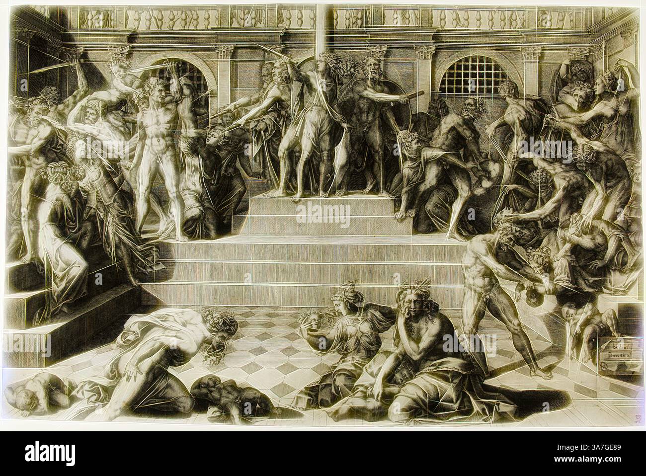 Featuring numerous figures in contorted poses hi-res stock photography ...