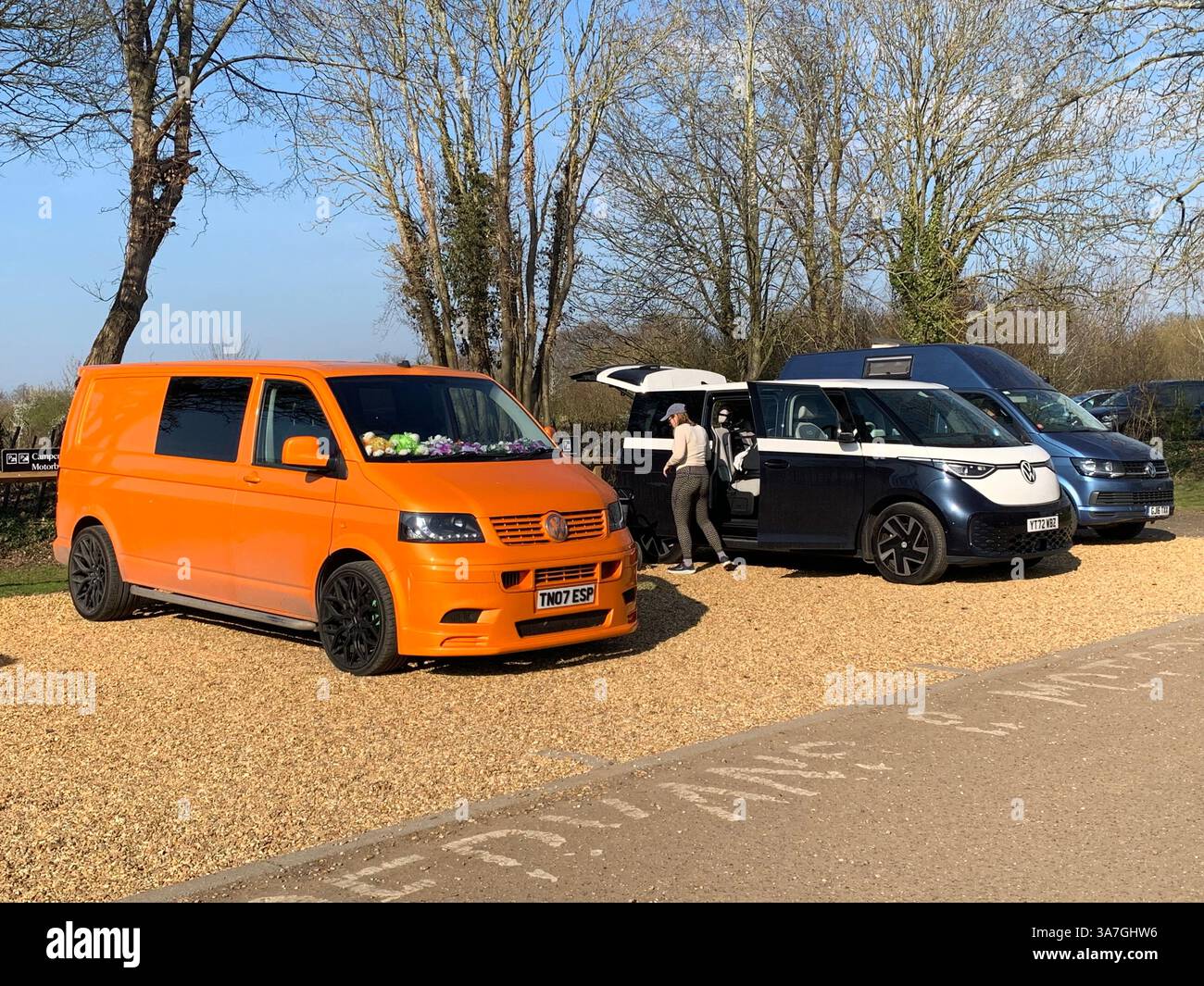 Camper van camper vans Northampton Racecourse parked outside - Smartphone Captured Stock Image