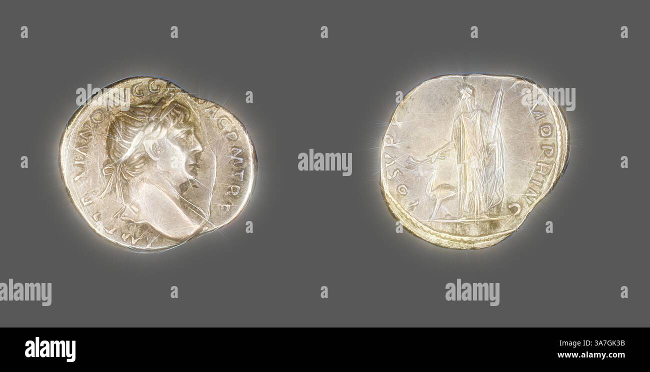 Two ancient coins are displayed side by side, showcasing detailed ...