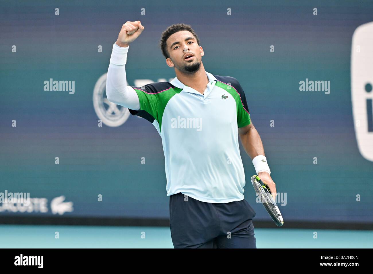 Miami, Florida, USA. 26th Mar, 2025. Arthur Fils (FRA) defeated Alexander Zverev (GER) at the Miami Open being played at Hard Rock Stadium in Miami, Florida. © Karla Kinne/Tennisclix/Cal Sport Media (Credit Image: © Karla Kinne/Cal Sport Media). Credit: csm/Alamy Live News Stock Photo