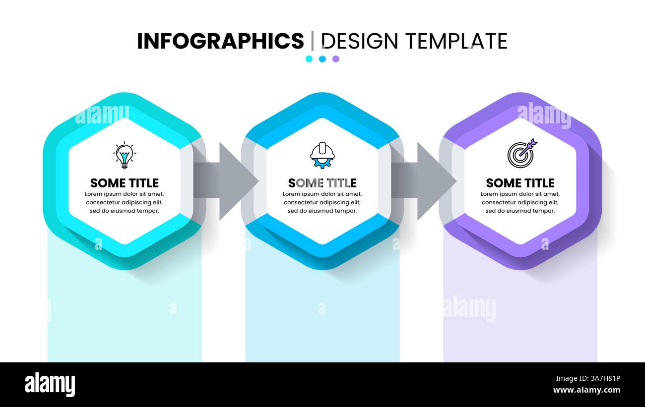 Infographic template with icons and 3 options or steps. Hexagons. Can ...