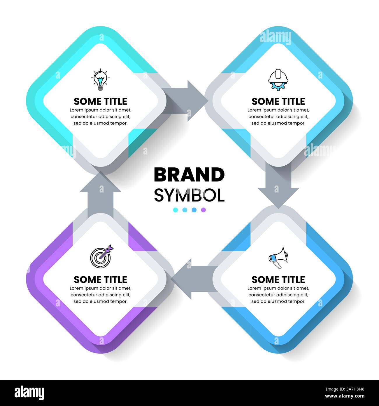 Infographic template with icons and 4 options or steps. Squares. Can be ...