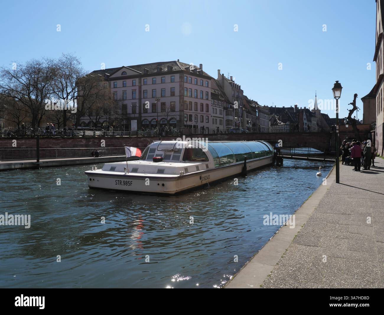 French Fly The French national flag flies on the stern of an excursion boat on the ...