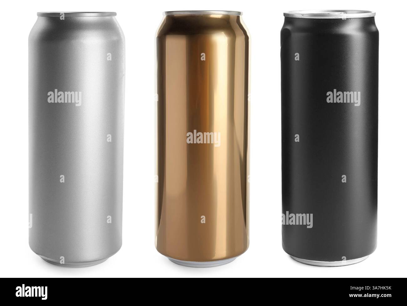 Different types of fresh beer in cans isolated on white, set Stock ...