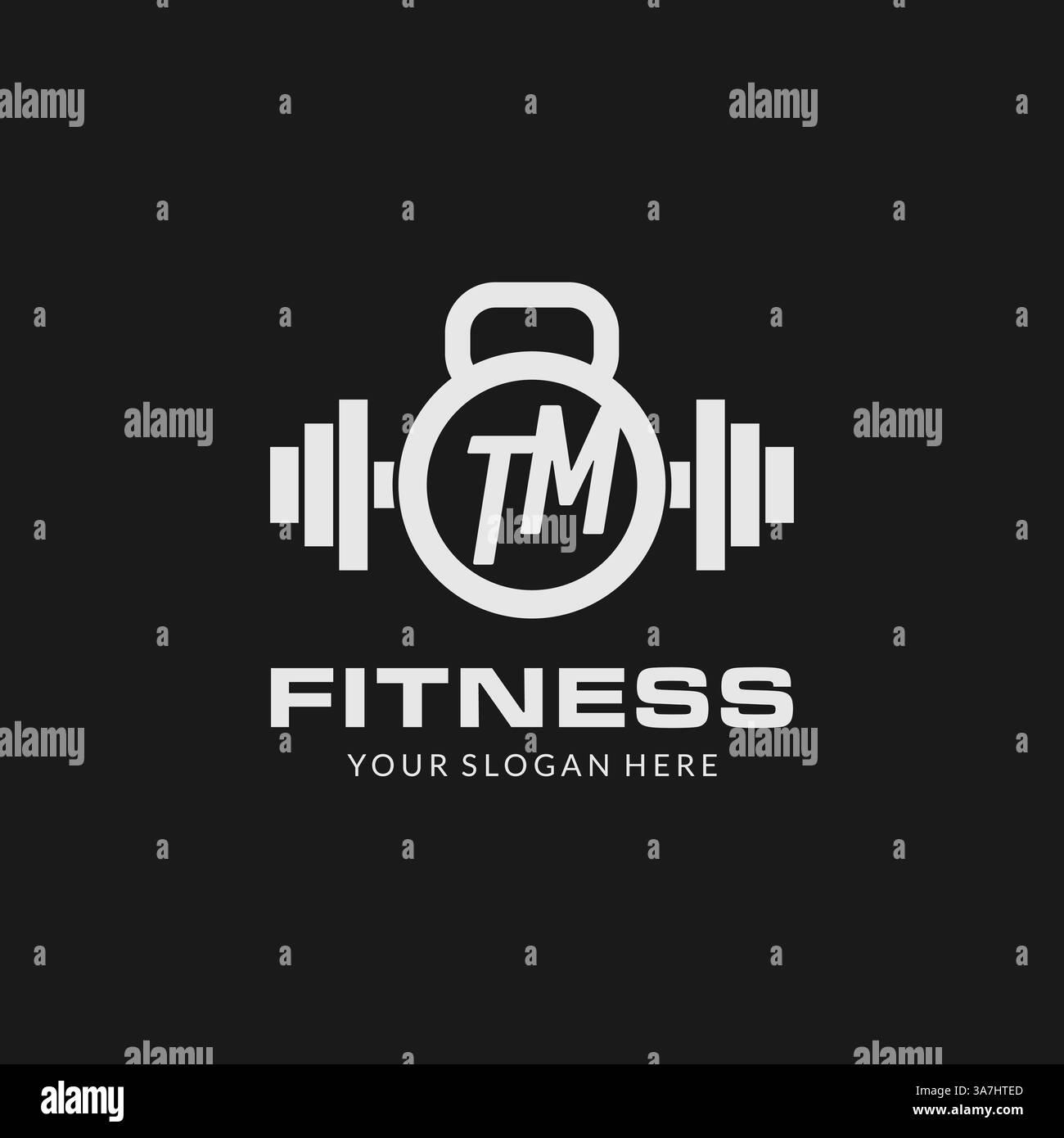 Initial TM fitness logo with creative kettlebell icon design style vector graphic Stock Vector
