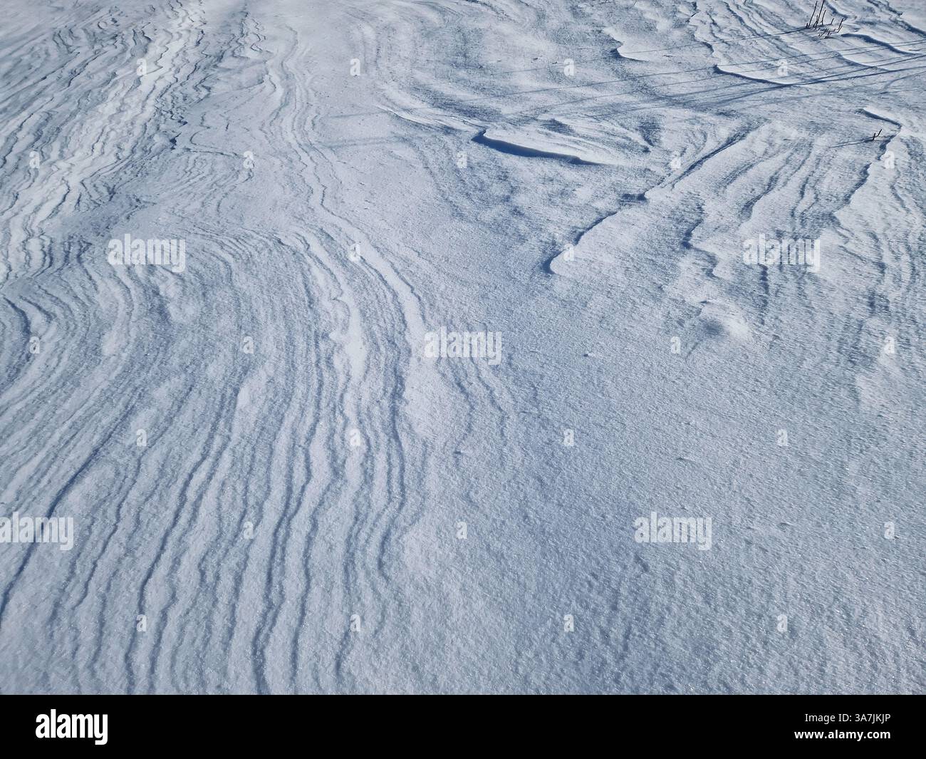 Winter snowdrifts abstract texture of snow shaped by the wind on an empty land - Smartphone Captured Stock Image