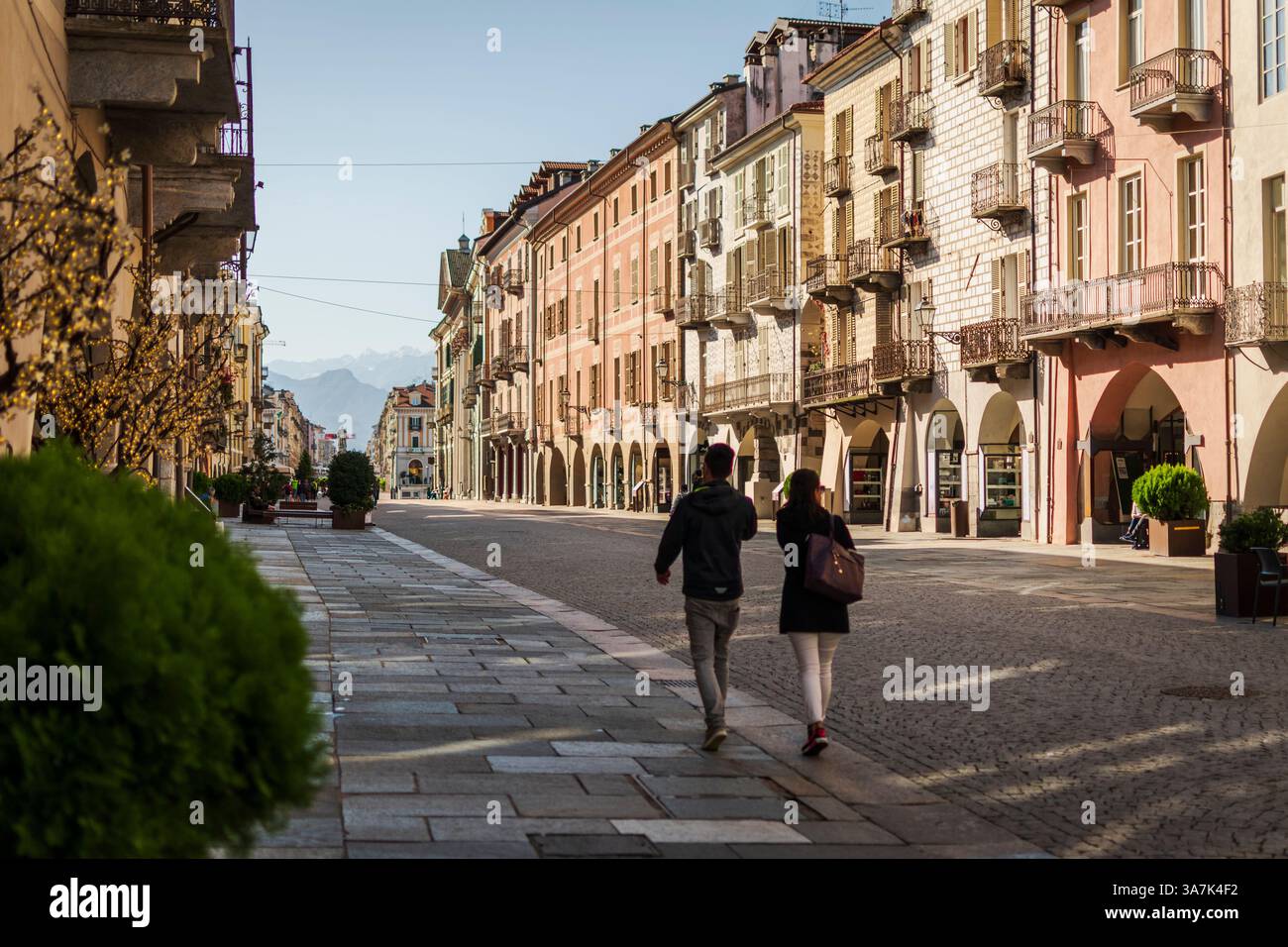 Piedmont, Italy. The beautiful city of Cuneo with its large squares and porticoes. Stock Photo