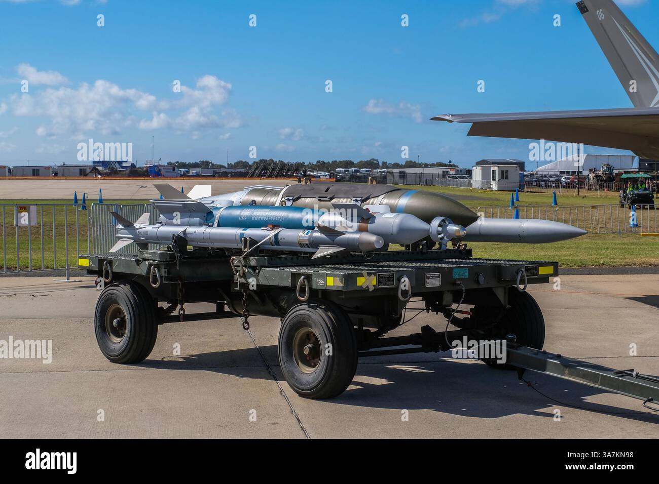 Variety of rockets for F35A are on display seen at the outdoor Air ...