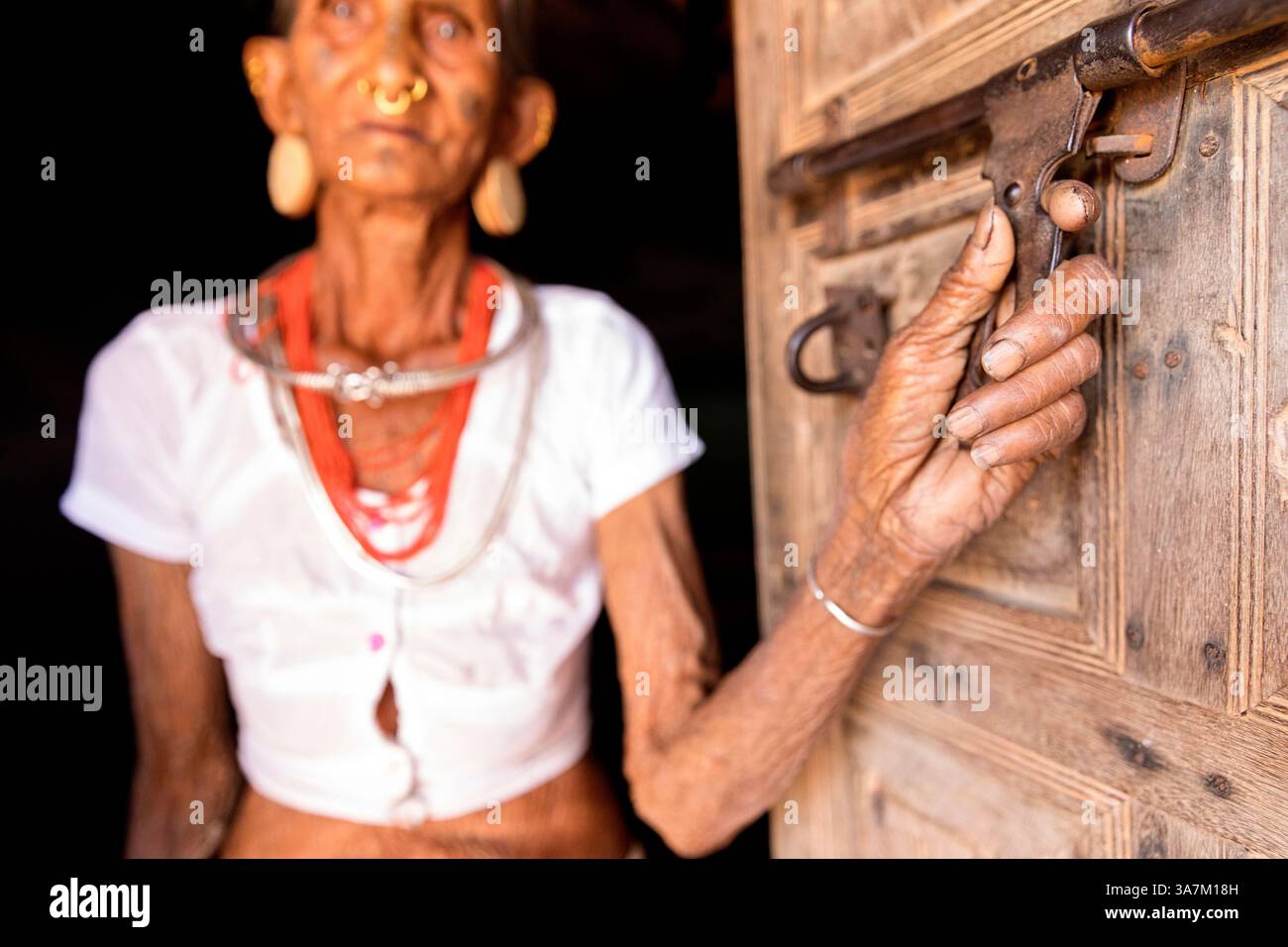 Woman from a Lanjia Saura tribe in Orissa, India, with face tattoos and ...