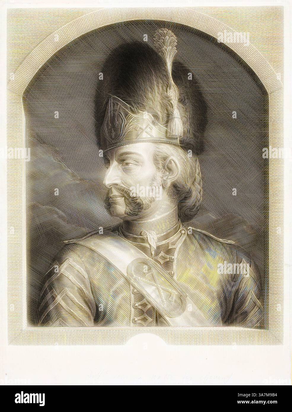 A detailed portrait of a military figure, adorned in an ornate uniform ...