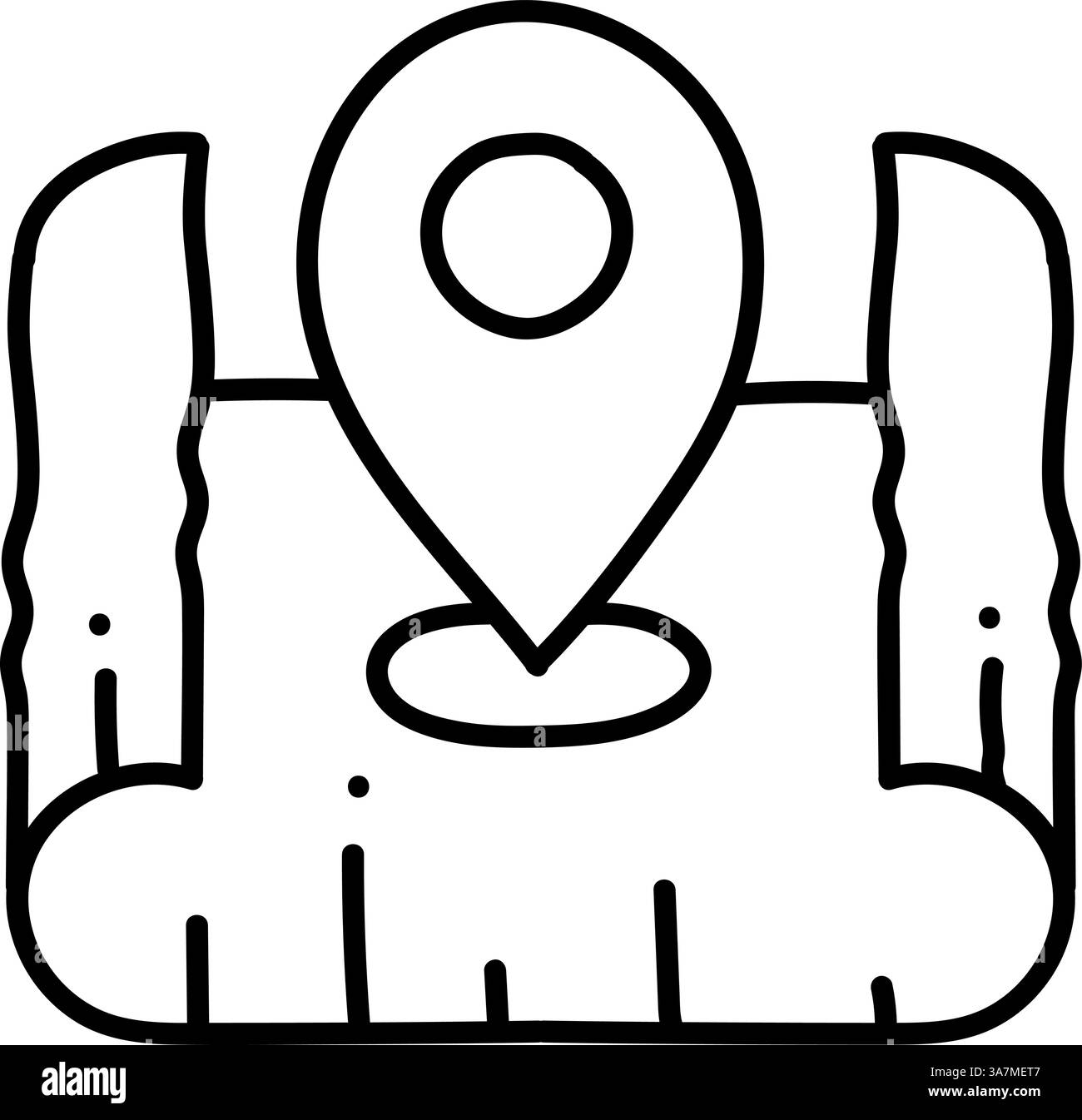 map pin on curled paper icon hand drawn vector illustration Stock ...