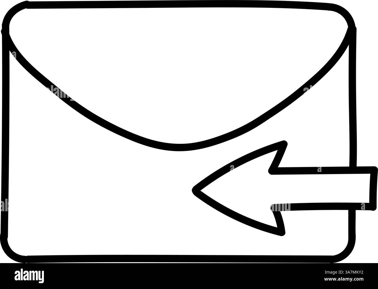 Reply email icon. Hand drawn vector illustration. Editable line stroke. Stock Vector
