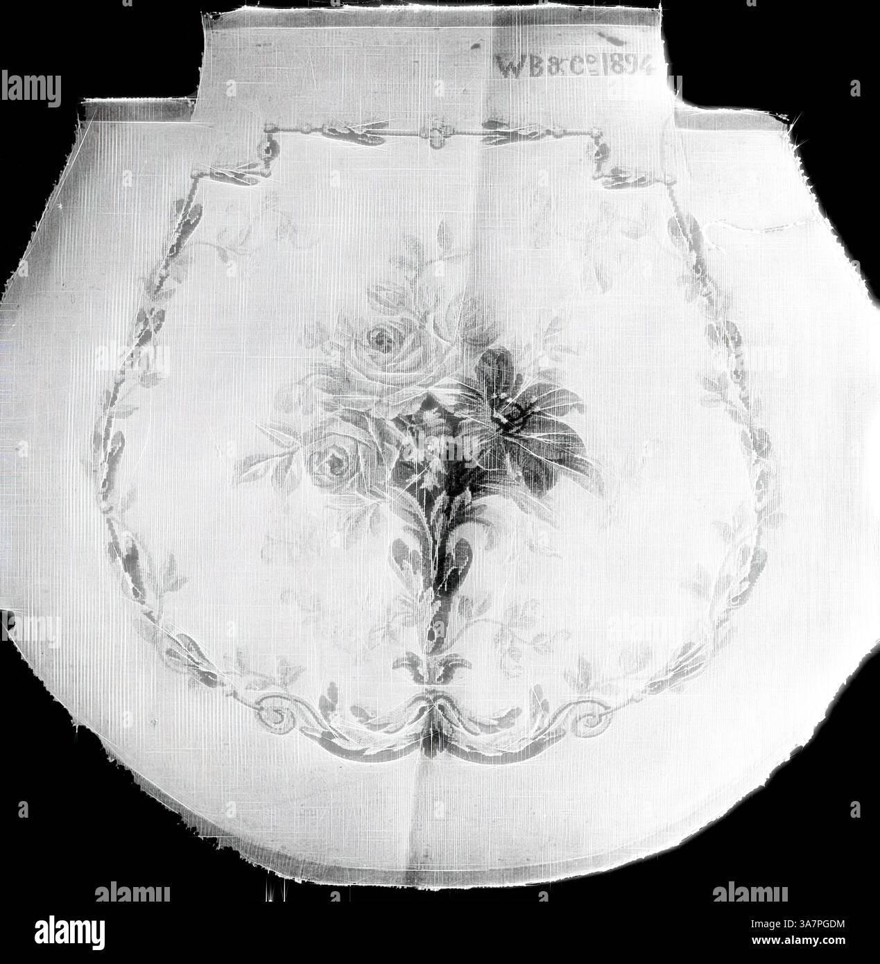 A delicate piece of fabric featuring a floral design, showcasing ...