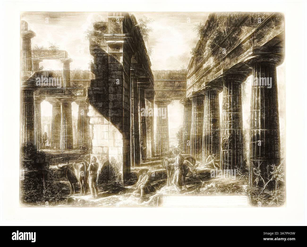 Civilization Drawing Shadow A grand architectural scene featuring towering columns and crumbling ...