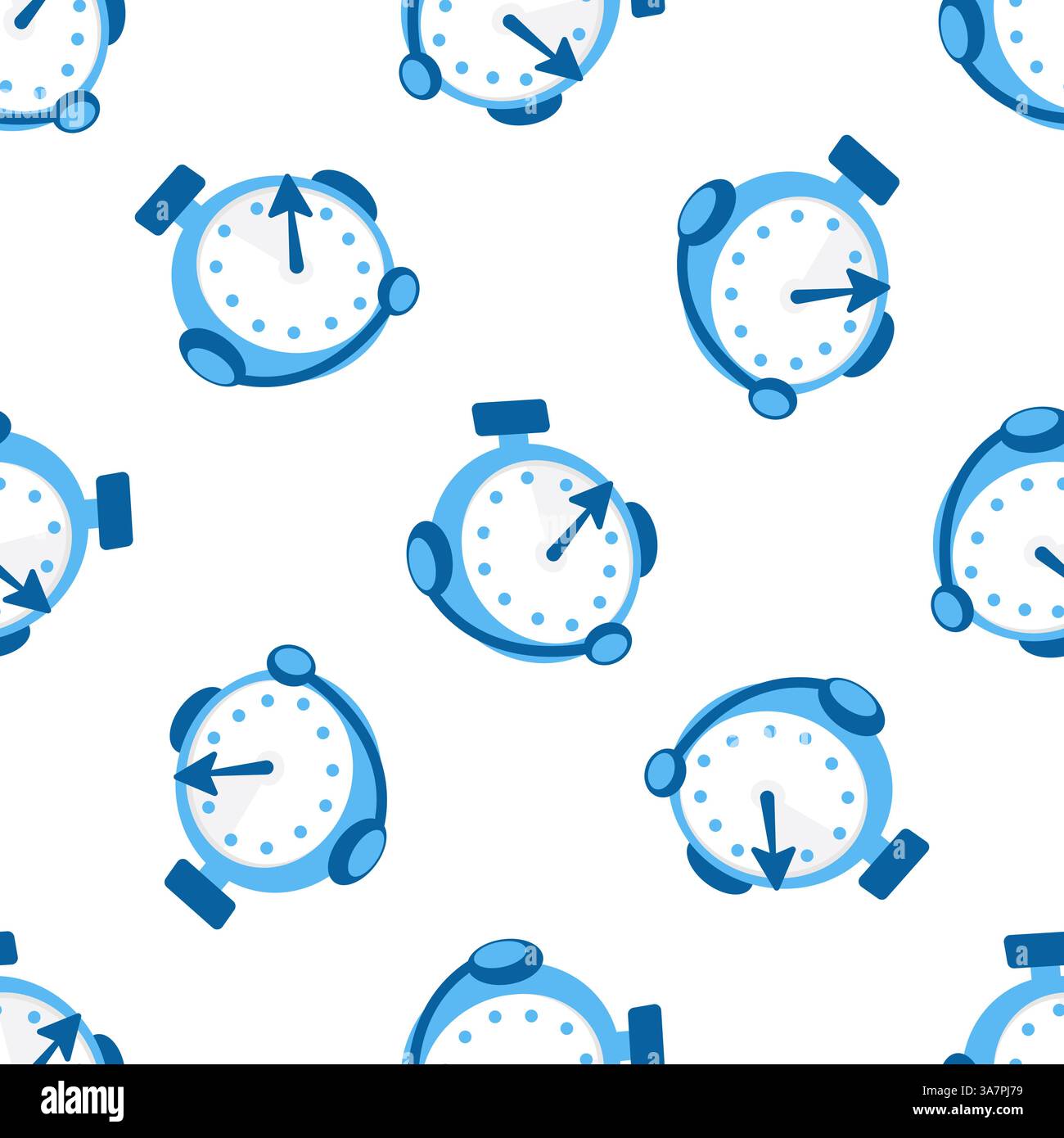 Blue Stopwatch Pattern Symbolizing Time Management and Deadline Stock Vector