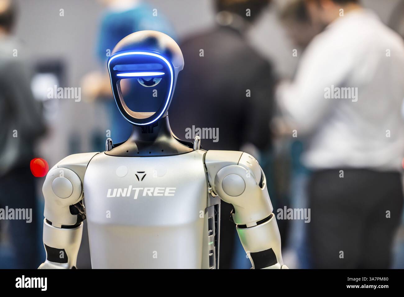 Unitree H1, H1-2, the first humanoid robot from the Chinese company Unitree. European Robotics Forum (ERF) in Stuttgart. The networking event brings t Stock Photo