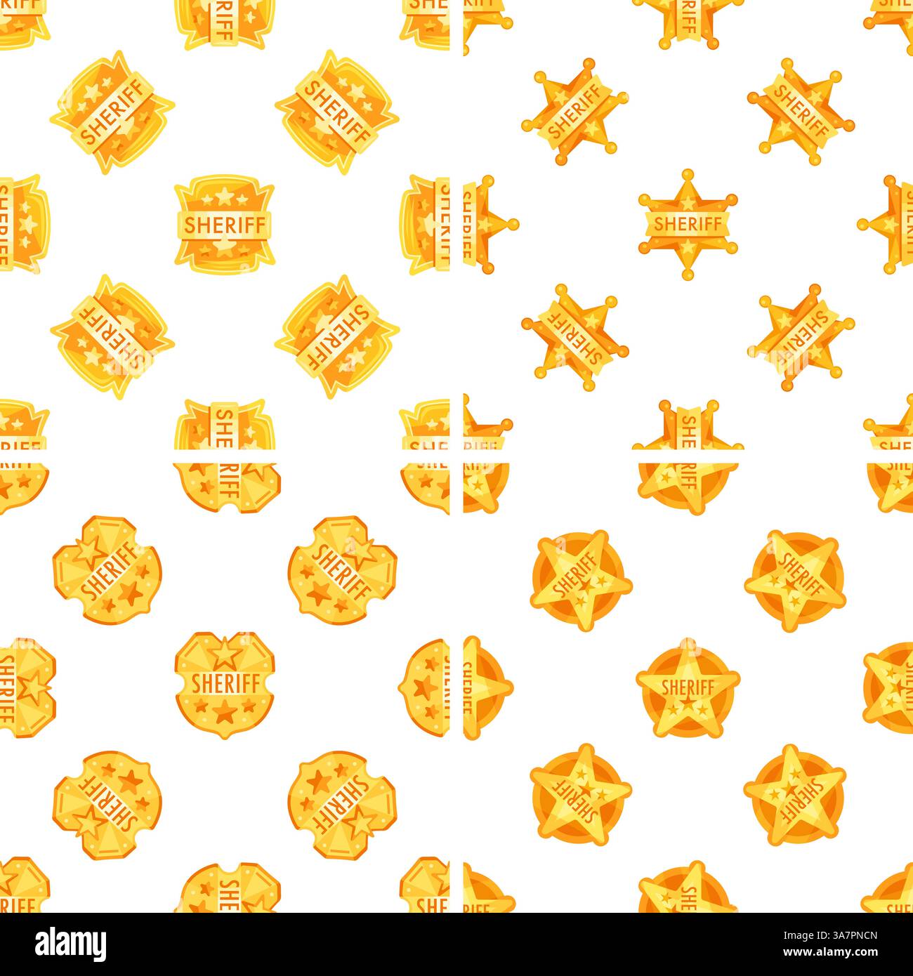 Seamless pattern with golden sheriff star and badge showing authority ...
