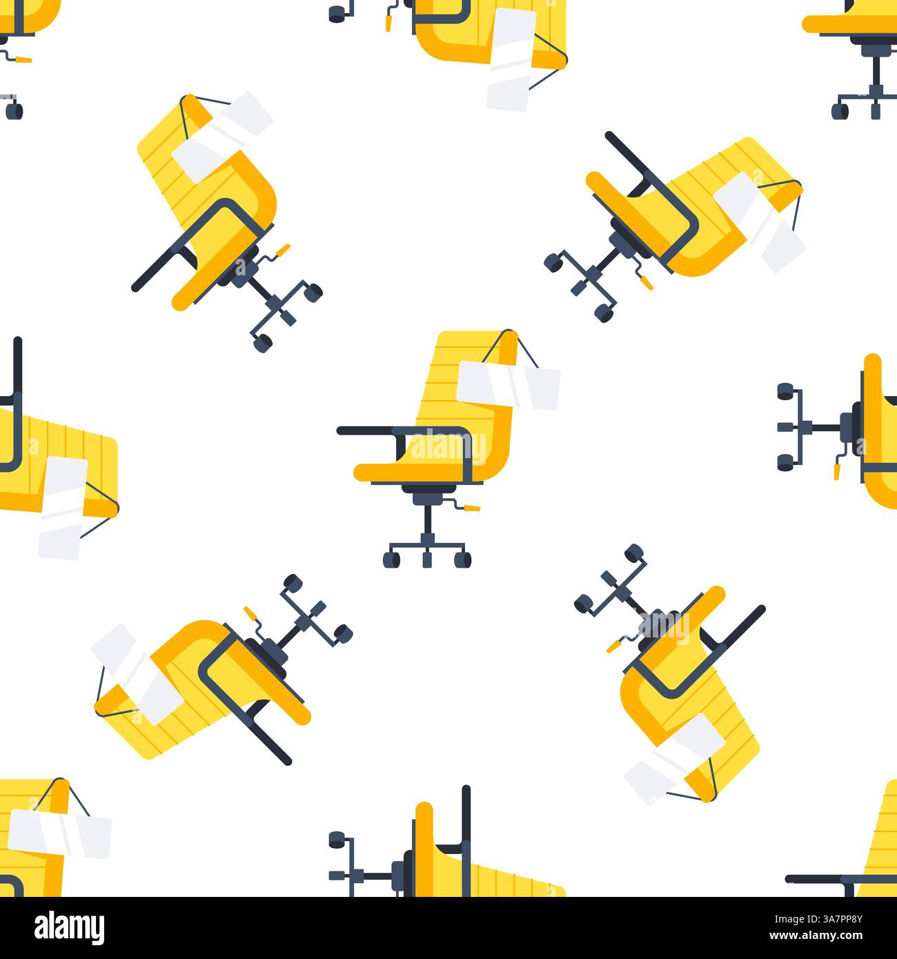 Yellow Office Chairs with Blank Paper Pattern on White Background Stock Vector