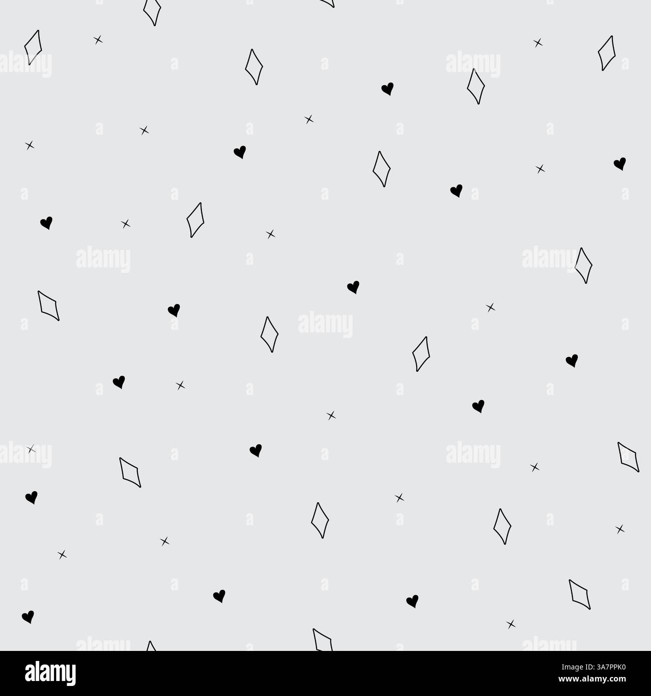 Seamless pattern with repeated stylish hearts and diamond shapes. Cute ...
