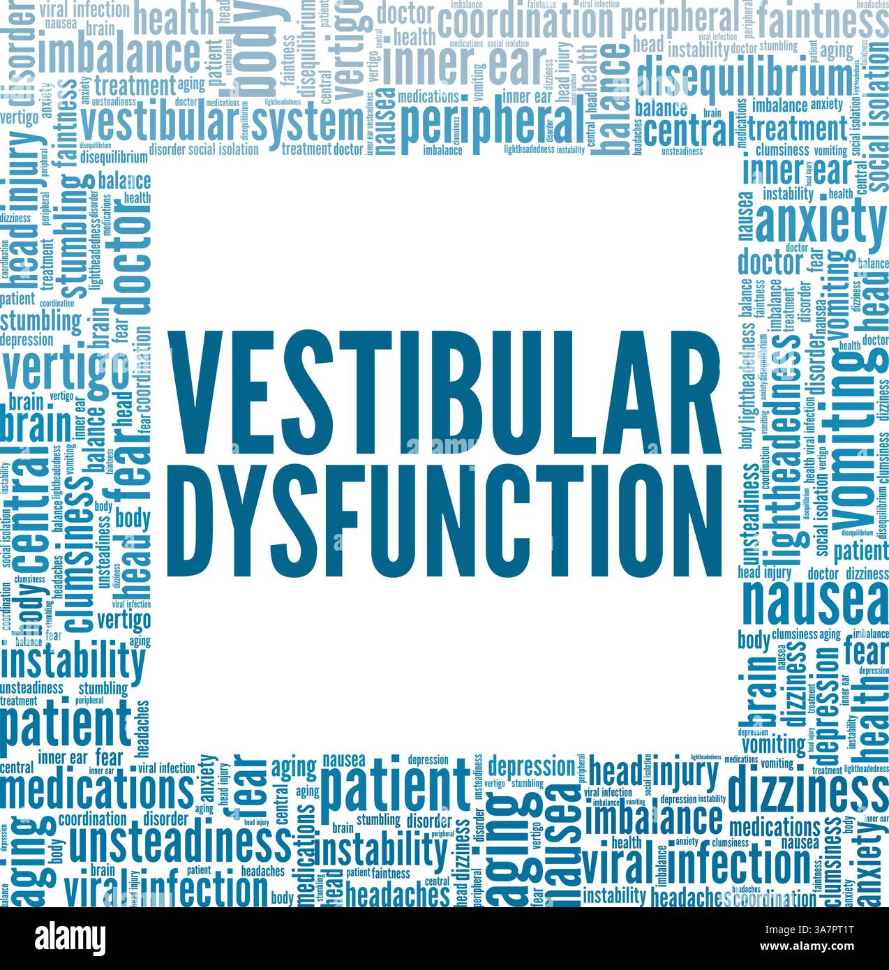 Vestibular Dysfunction vector illustration word cloud isolated on white ...