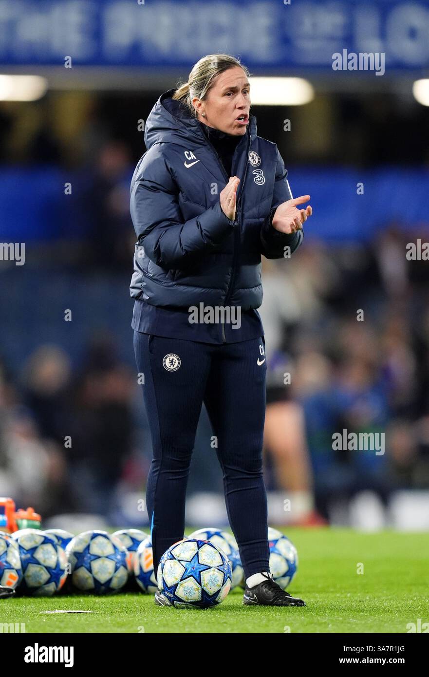 Chelsea assistant manager Camille Abily before the UEFA Women's ...