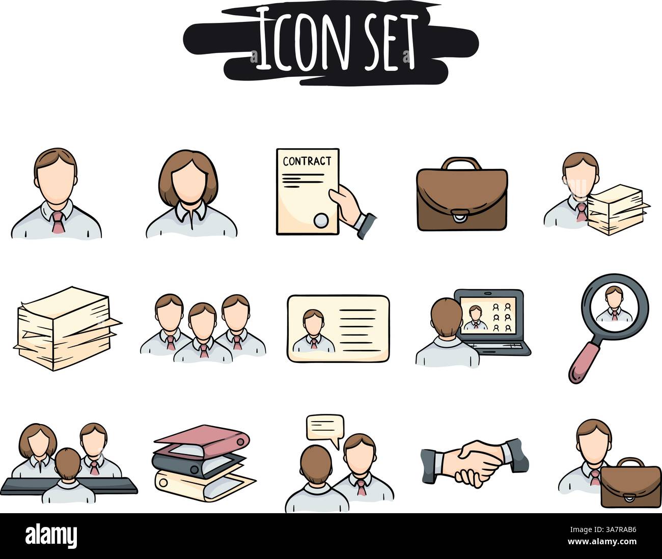 Office. Employees. Recruitment. Set of color vector business icons for ...