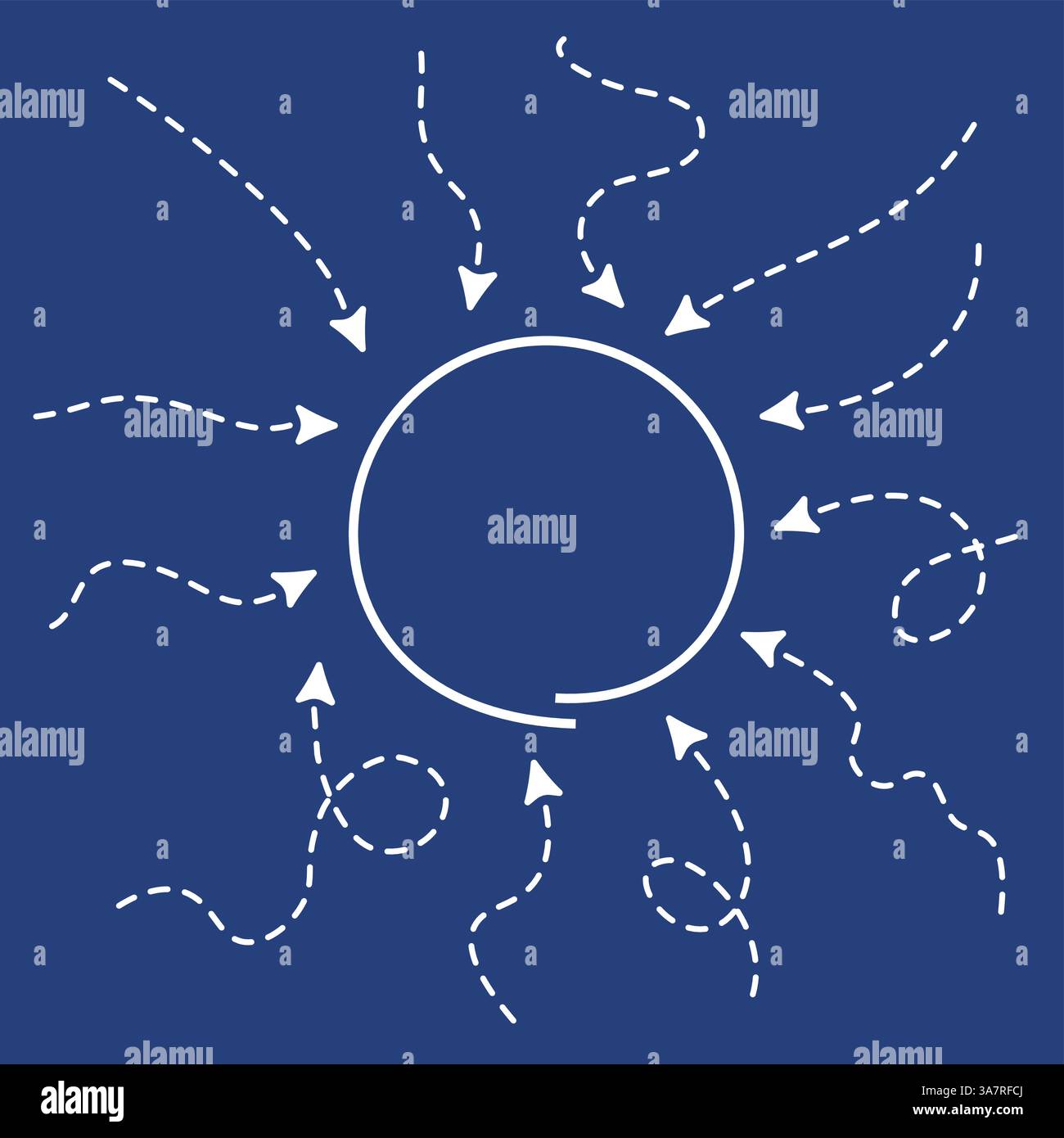 Abstract background with dash arrows going down, right, up. Vector illustration. Stock Vector