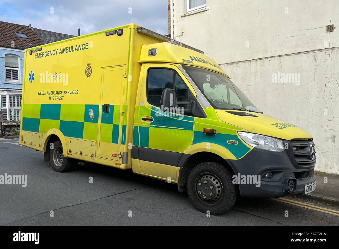 NHS Wales Ambulance parked in Mumbles. Swansea, Wales, United Kingdom. 25th March 2025. - Smartphone Captured Stock Image