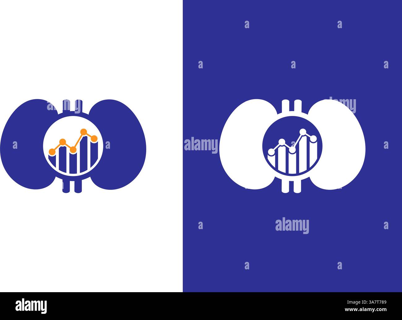 Human kidneys and graph logo combination. Unique internal organ ...