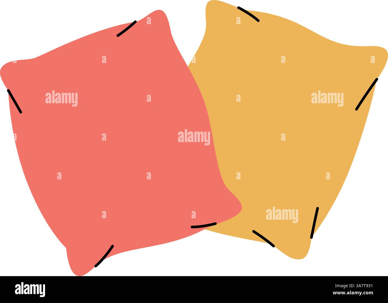 Two comfortable fluffy pillows. Plump pillows for sleeping. Vector illustration. Stock Vector
