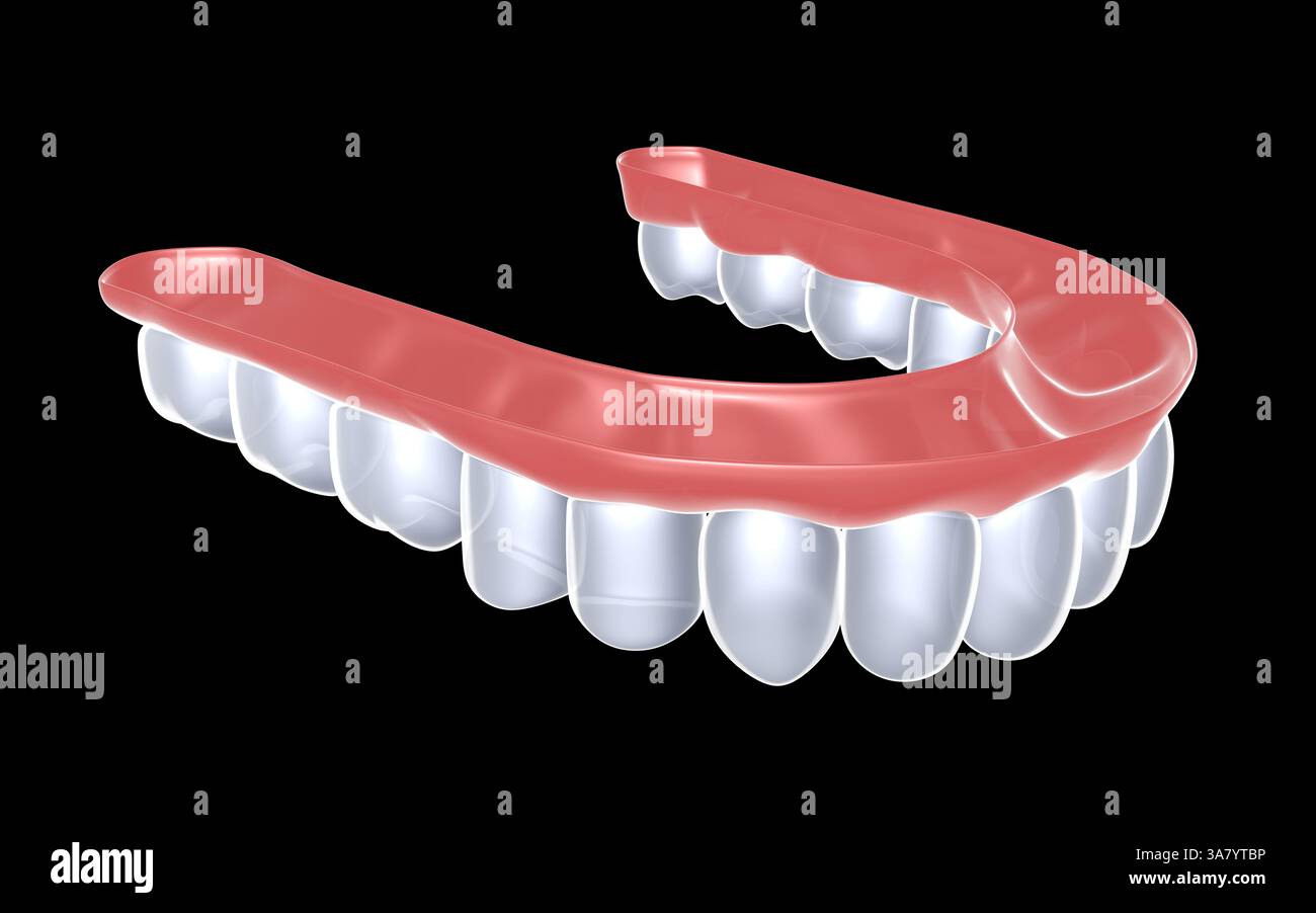 3D illustration of a denture in a realistic graphic style. Before ...
