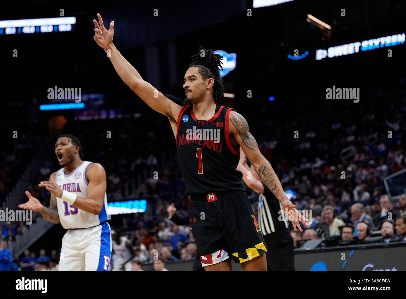 Rodney Rice Atlanta Maryland guard Rodney Rice (1) reacts after making a 3-pointer during ...