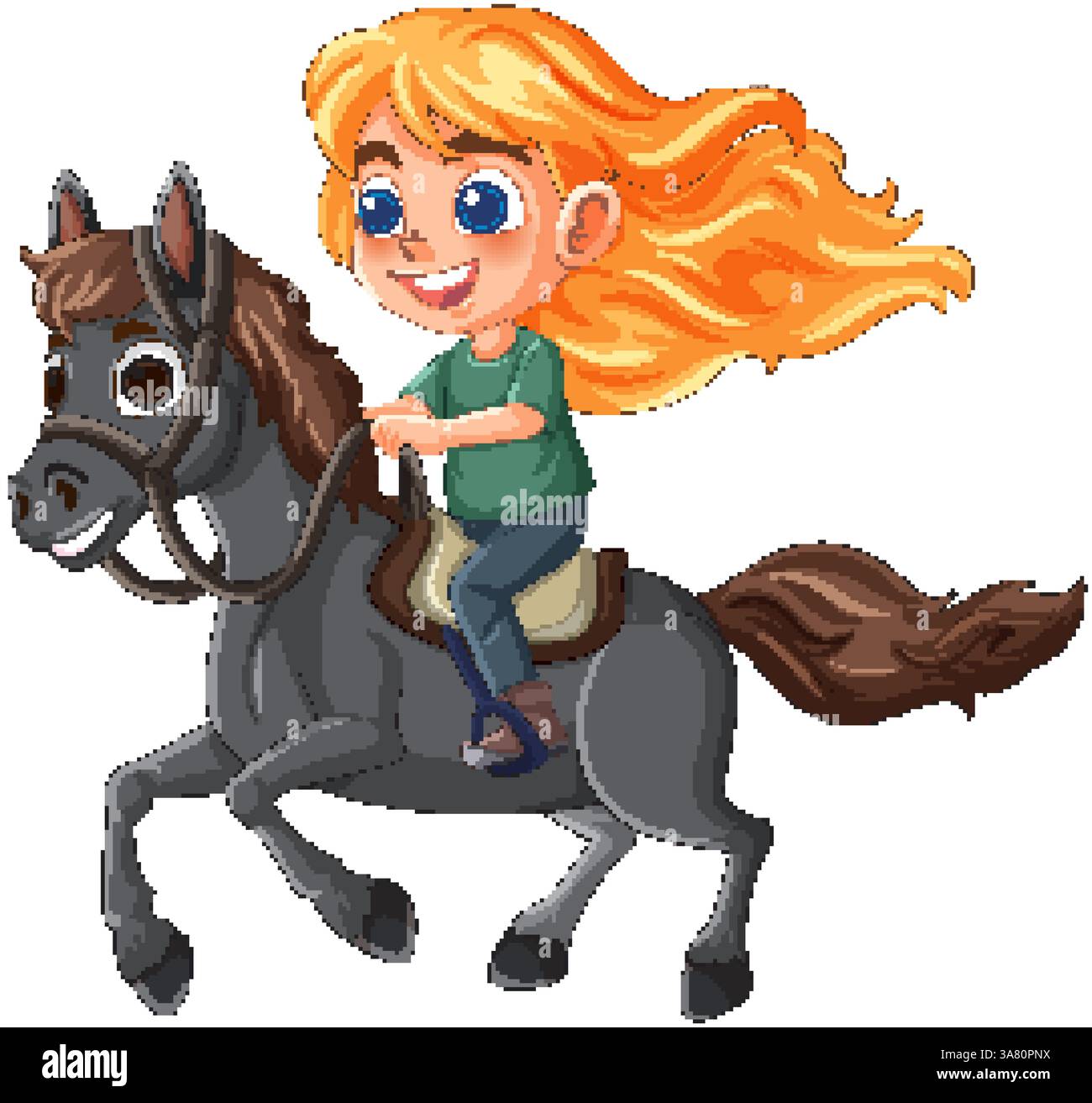 A child happily riding a galloping horse Stock Vector Image & Art - Alamy
