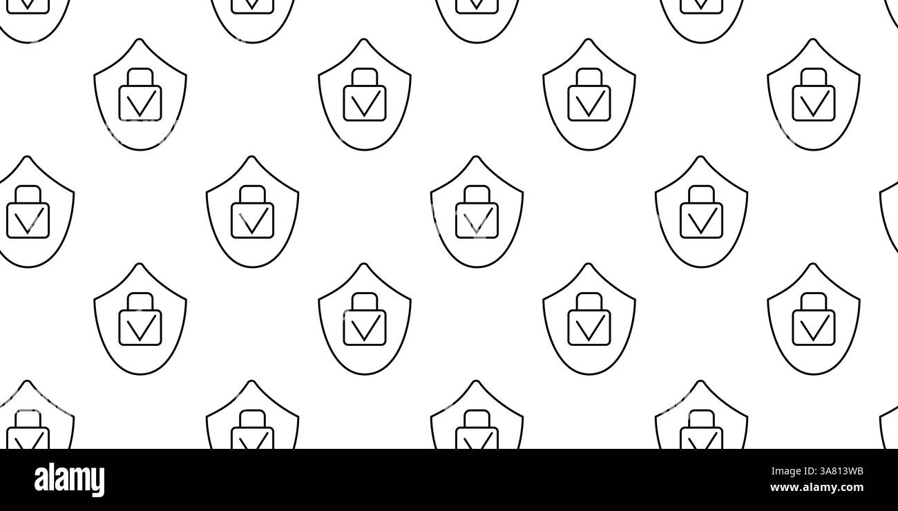 Repeating design features shields and briefcases in a simple black and ...