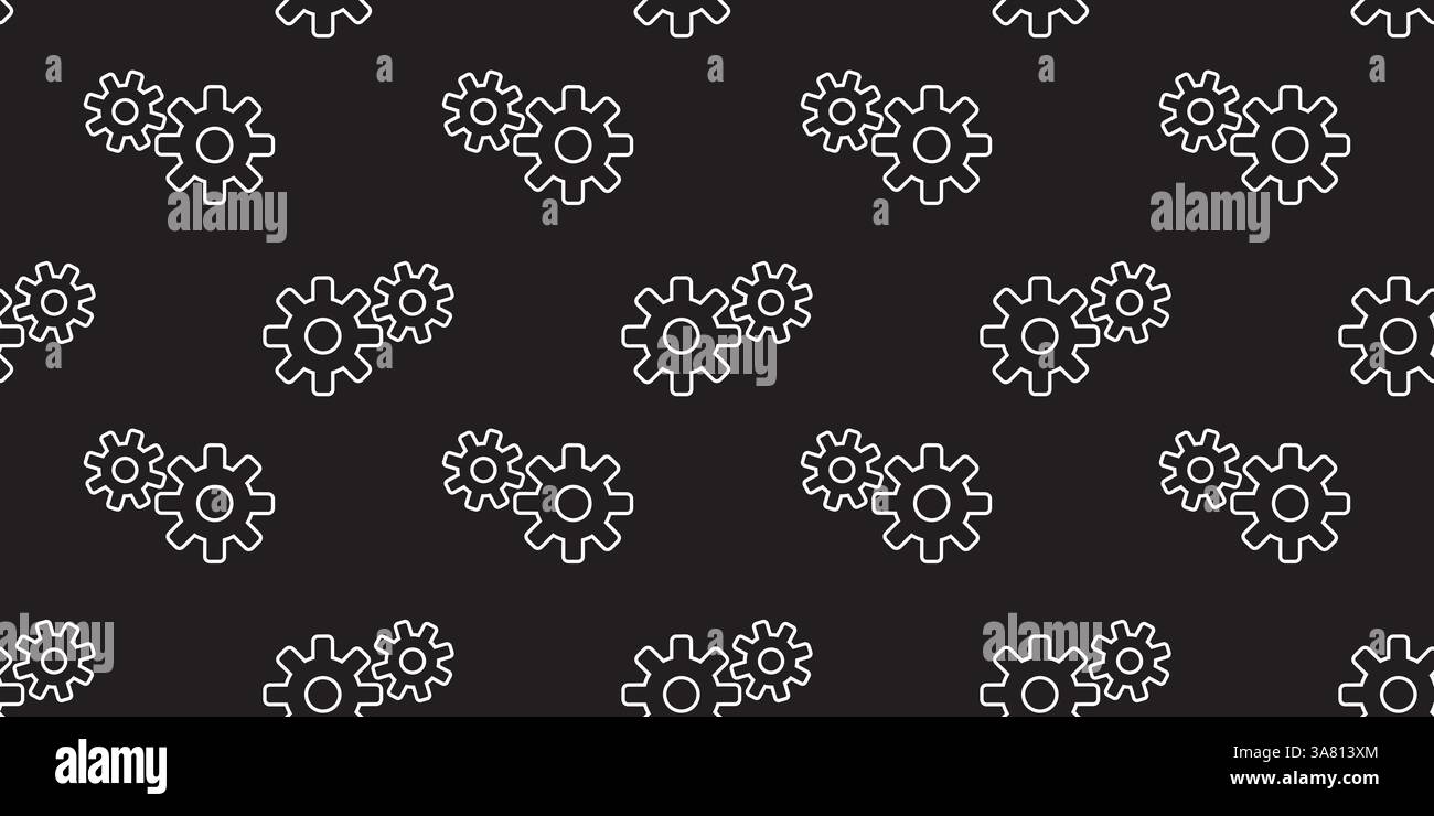 Gear patterns on black background create a modern abstract design for various applications Stock Vector
