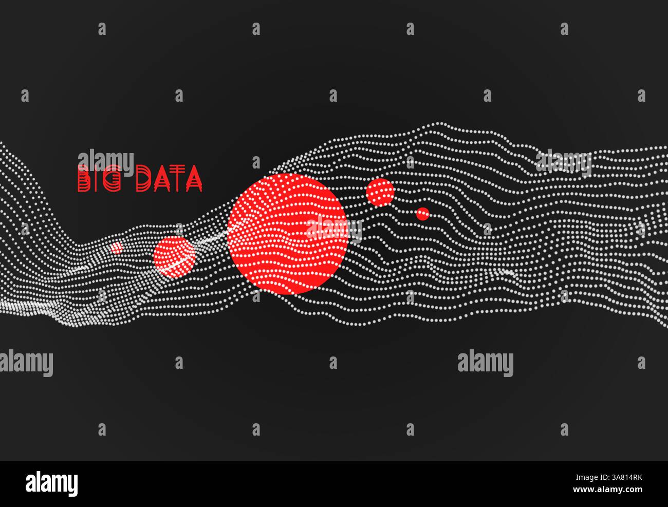 Wave with connected dots. 3D grid surface in technology style. Abstract background. Vector illustration with particle. Stock Vector