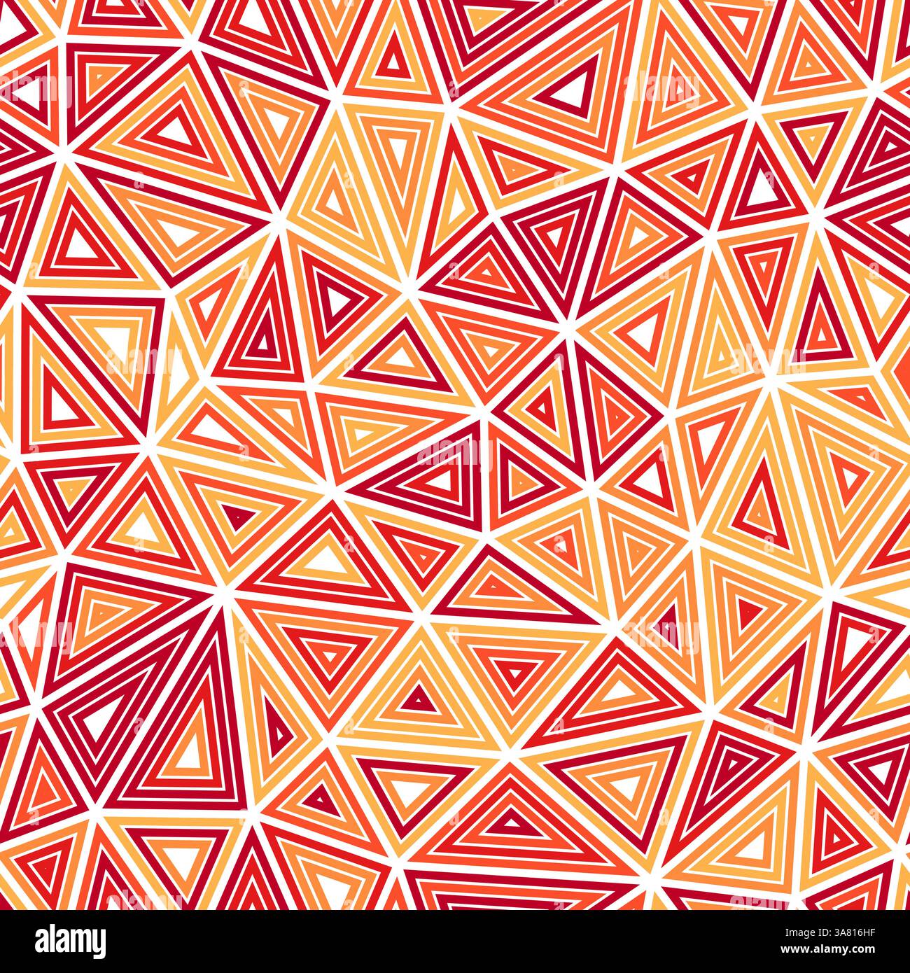 Abstract background with geometric mosaic shapes. Medium triangles size. Multiple repeated inner triangles. Multicolored style. Repeatable pattern. Stock Vector
