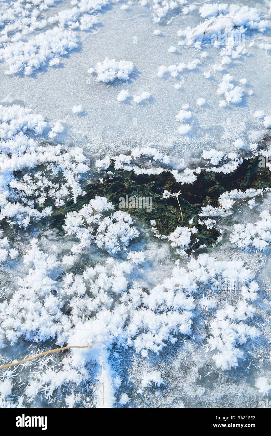 Frozen Rock with Ice Crystals Stock Photo