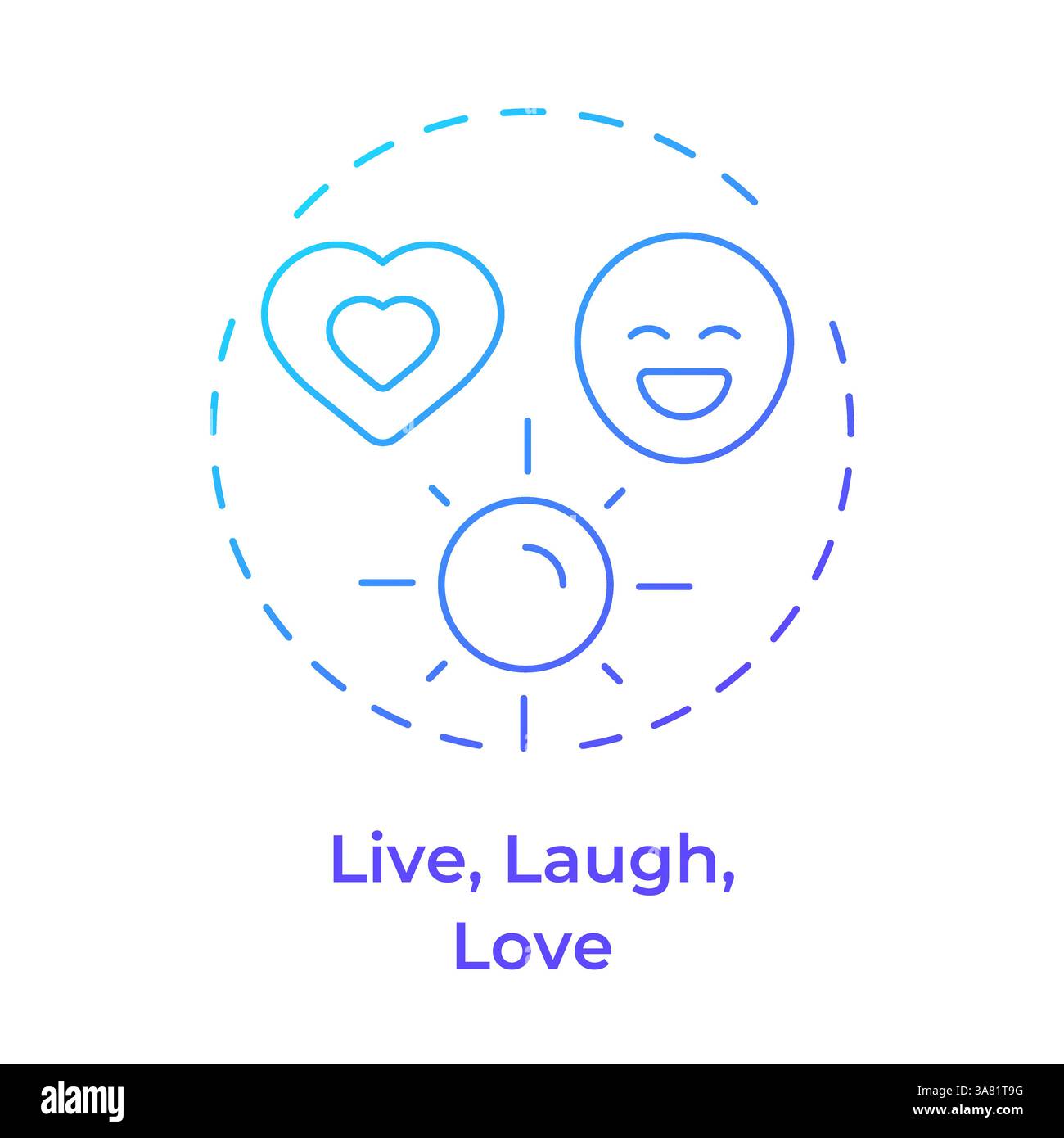 Live laugh love blue gradient concept icon Stock Vector