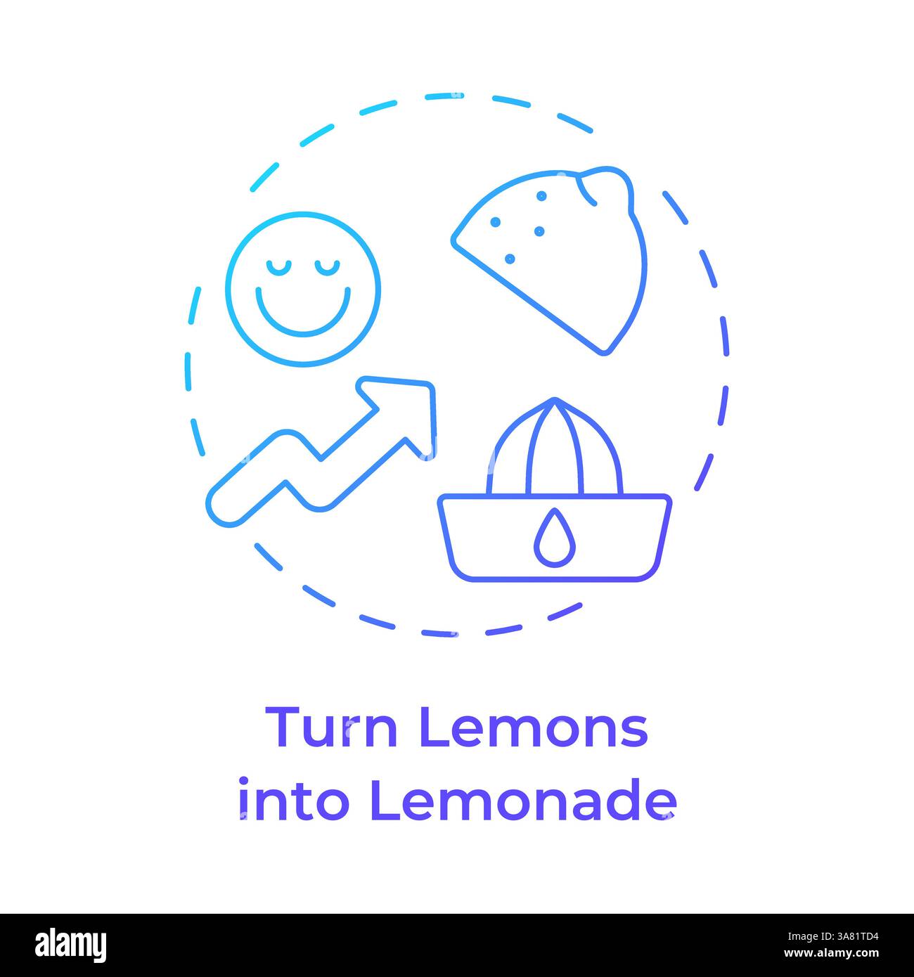 Turn lemons into lemonade blue gradient concept icon Stock Vector