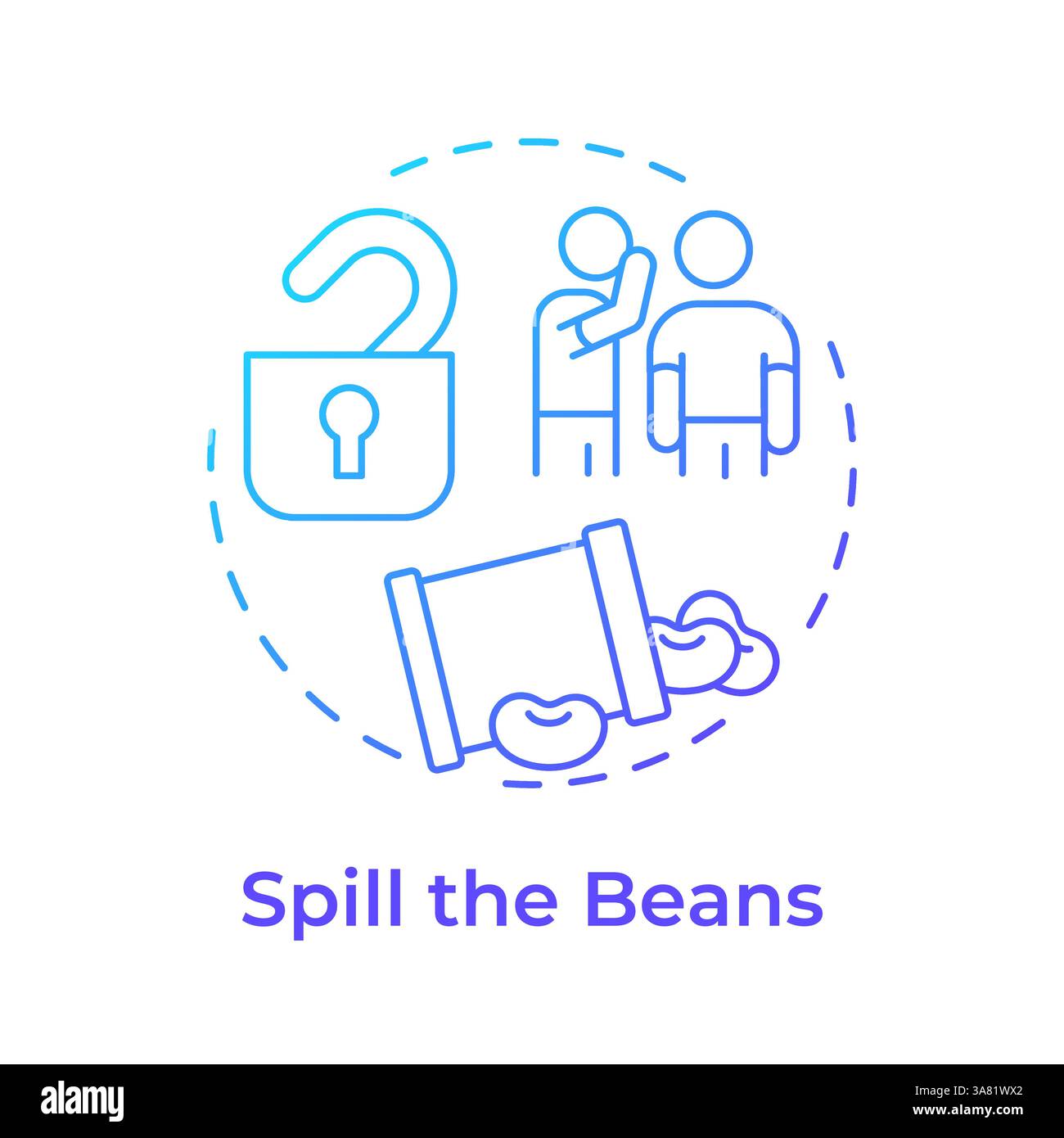 Spill the beans blue gradient concept icon Stock Vector