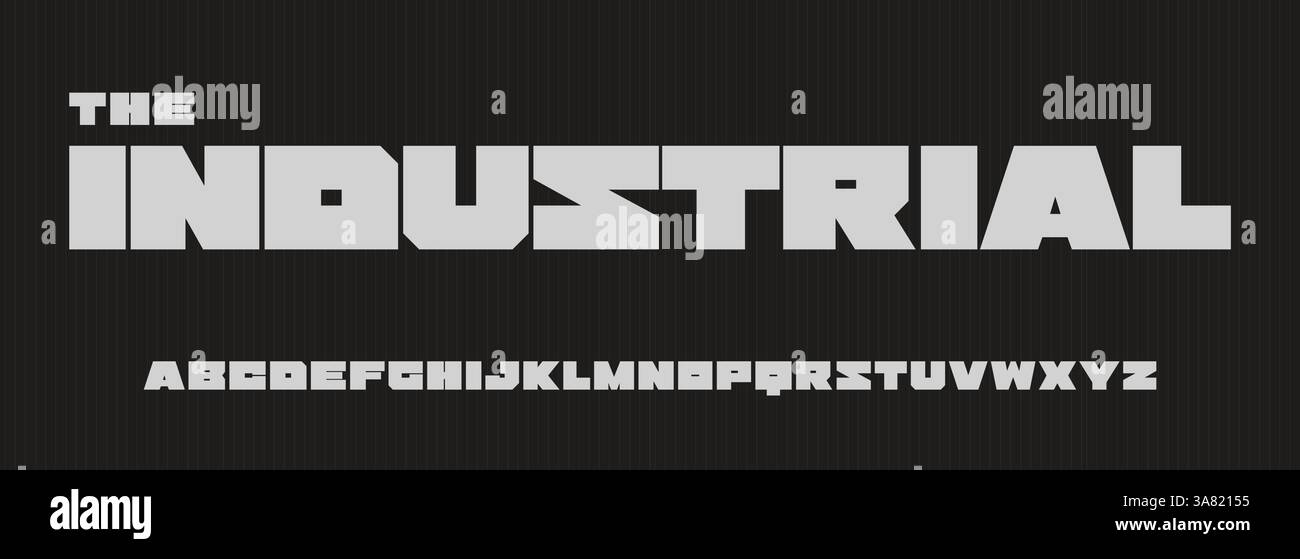 Industial Lettering Heavy industrial font, brutal geometric letters, modernist geometrical ...
