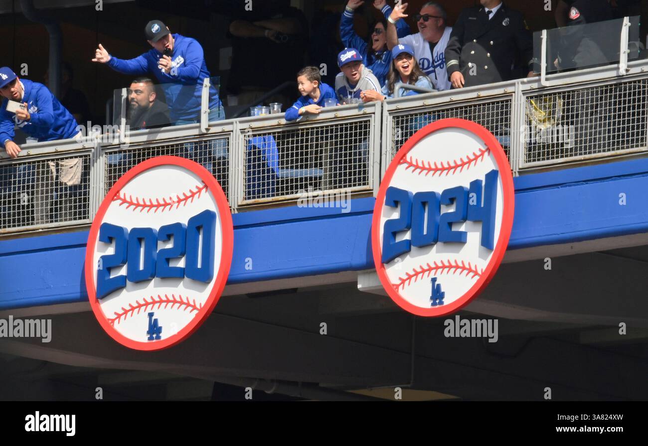 Los Angeles United States 27th Mar 2025 The Dodgers 2024 World Los Angeles United States 27th Mar 2025 The Dodgers 2024 World Series Sign Is Unveiled At Dodger Stadium Before The Start Of The 2025 Home Opener At Dodger Stadium In Los Angeles On Thursday May 27 2025 Photo By Jim Ruymenupi Credit Upialamy Live News 3A824XW 