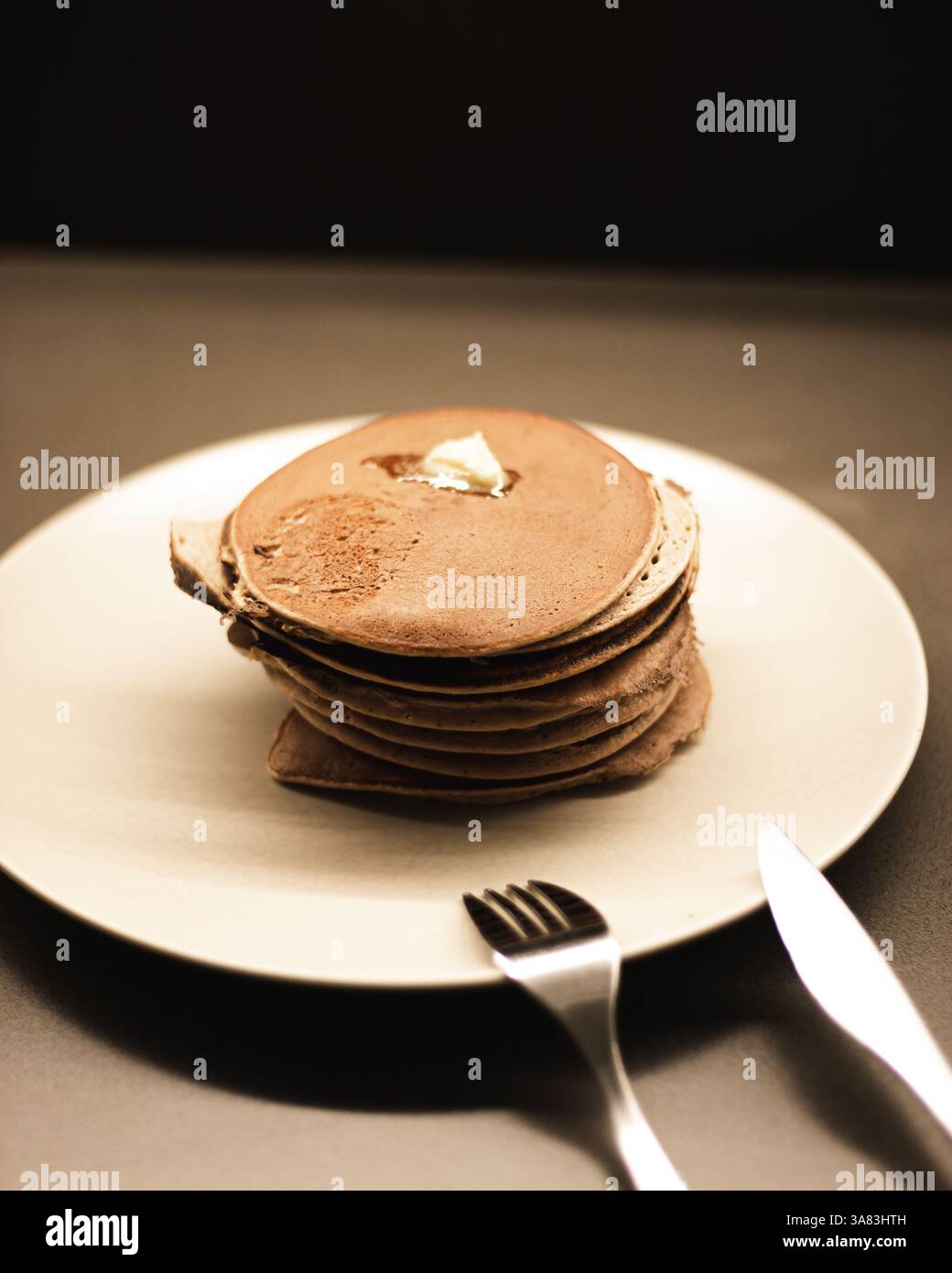 A pile of protein pancakes Stock Photo