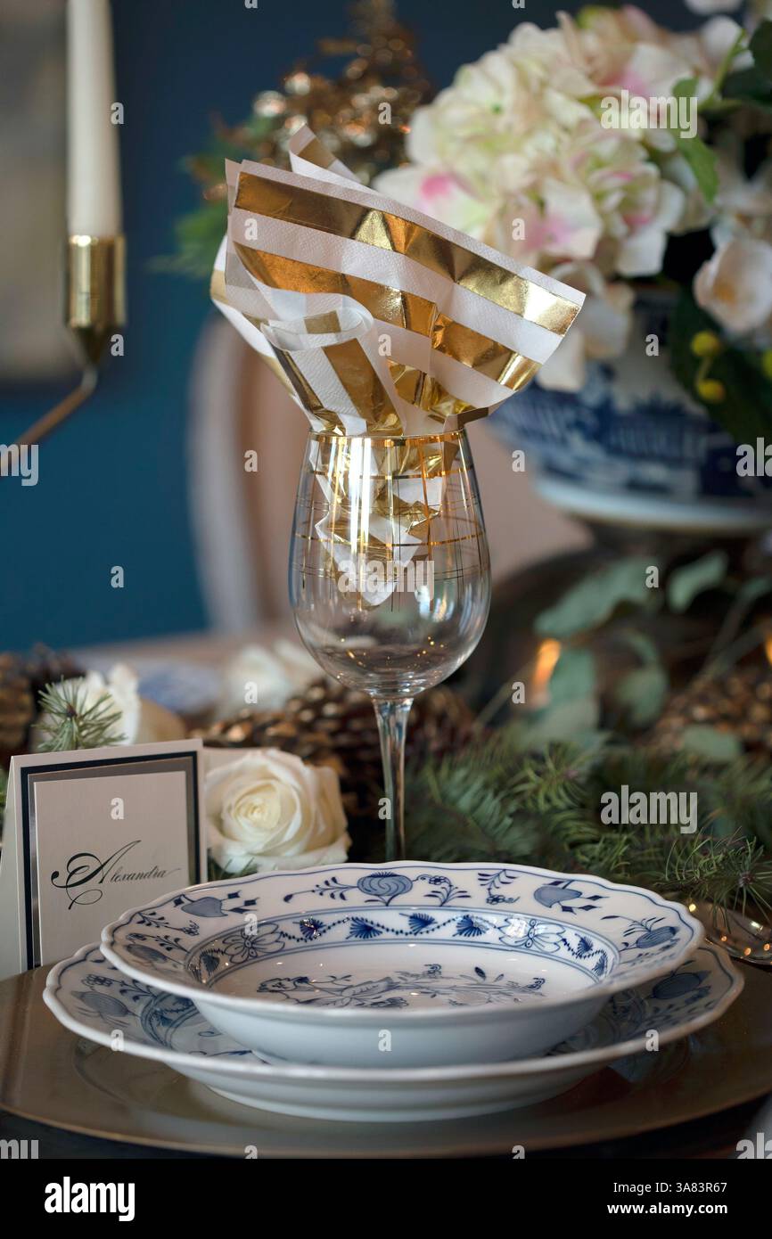 Table place setting for gathering Stock Photo